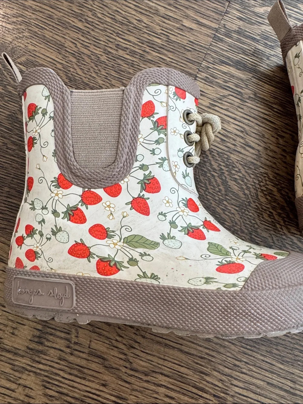 Kids Strawberry Print Rain & Snow Boots - fleece lined
